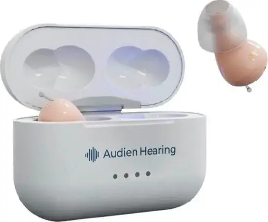 Audien Hearing Aid device showing compact in-ear design